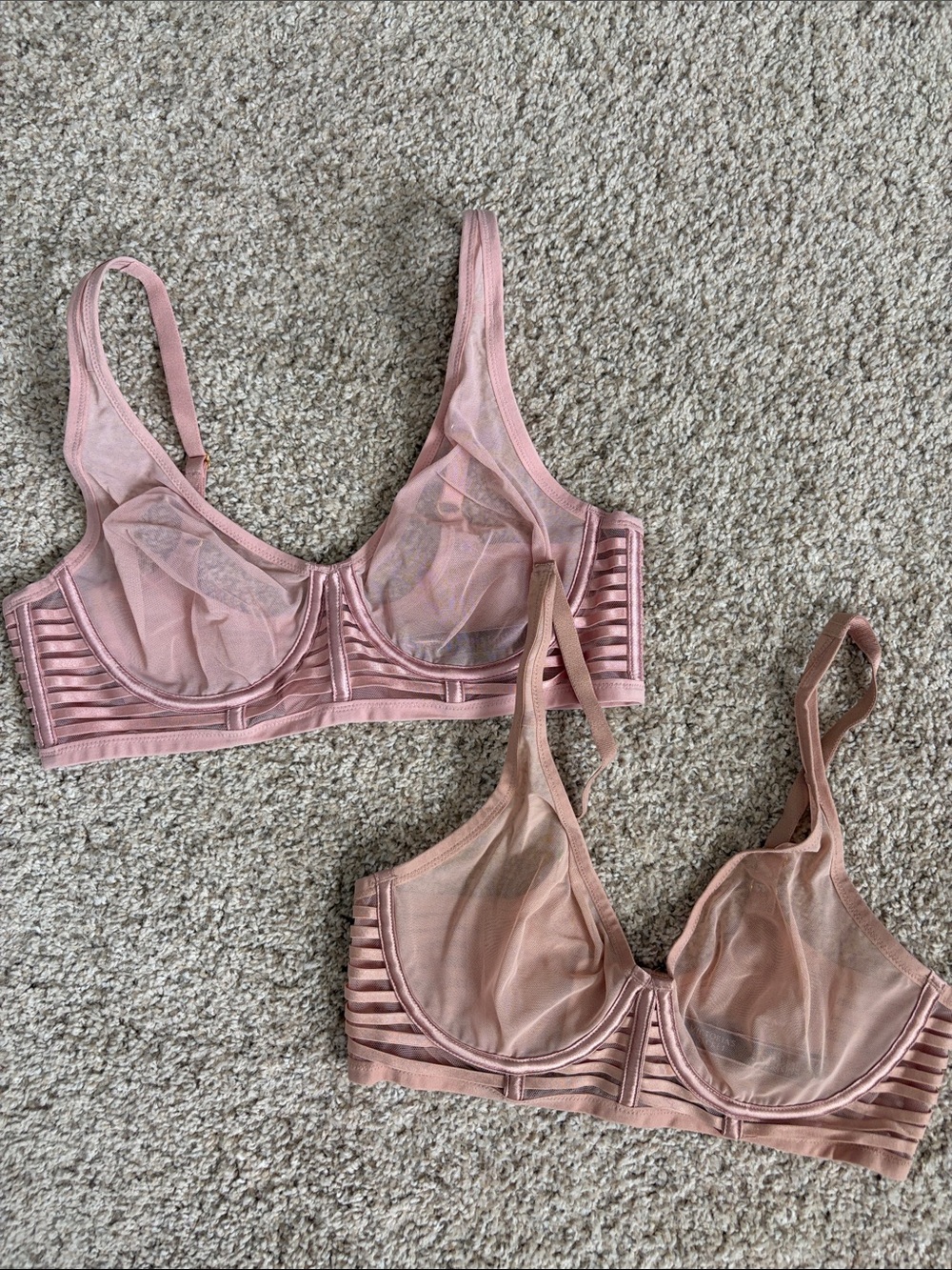Victoria's Secret Sheer Underwire Bras- Dusty Rose and Nude